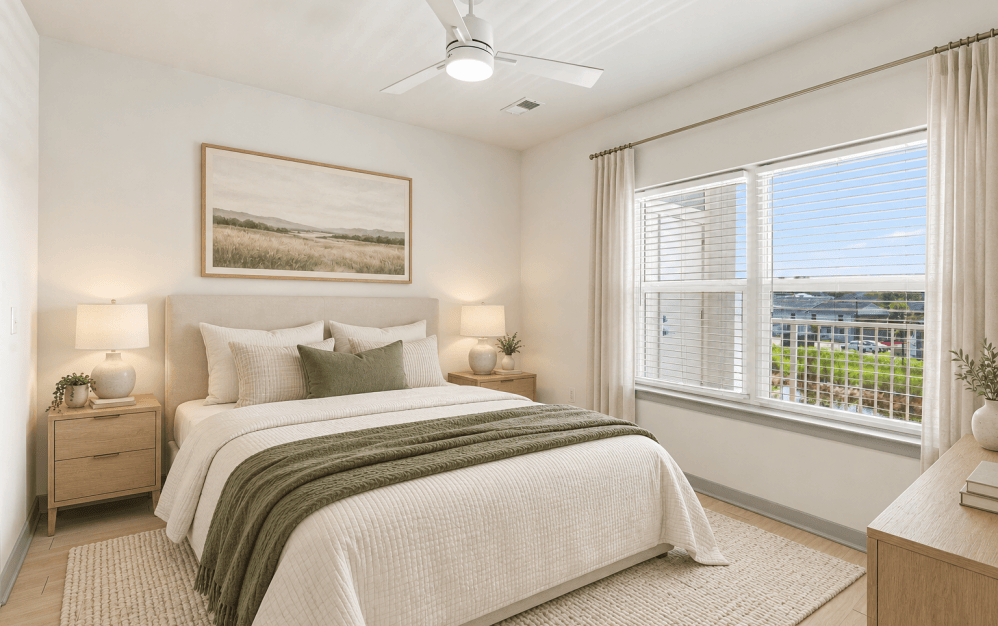 1 A - 1 bedroom floorplan layout with 1 bathroom and 735 square feet (Serene Bedroom Retreat)